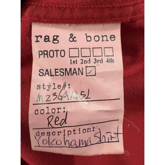 RAG & BONE tailored workwear Shirt size M color Red NWOT - Picture 6 of 7